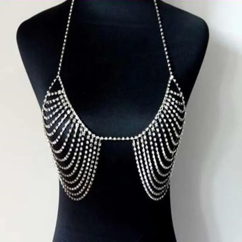 2019 New Women Body Chain Harness Belly Waist rhinestone Bra Chest Bikini Beach Jewelry Summer | Украшения и аксессуары