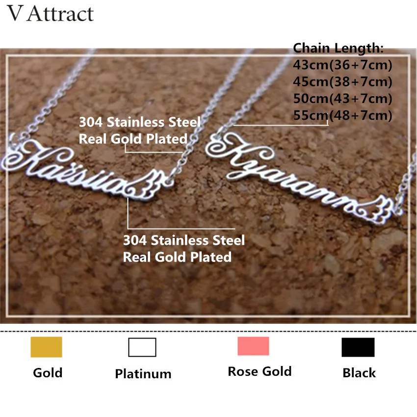 Женское Ожерелье из нержавеющей стали с кулоном надписью Cursive|Индивидуальные