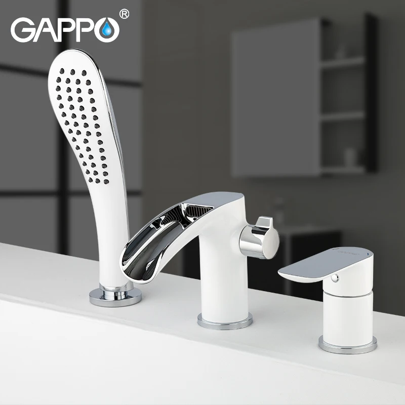 

GAPPO White Lacquered Split Type Waterfall Bathtub Faucet Hot Cold Water Mixer Tap Bath Shower Faucet Tap Robinet Baignoire