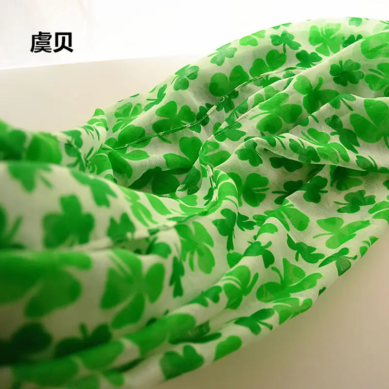 Lucky green clover весенние шарфы осень-зима женская летняя Защита от солнца на пляже тонкий шарф-шаль пашмины обертывание платок-хиджаб echarpe