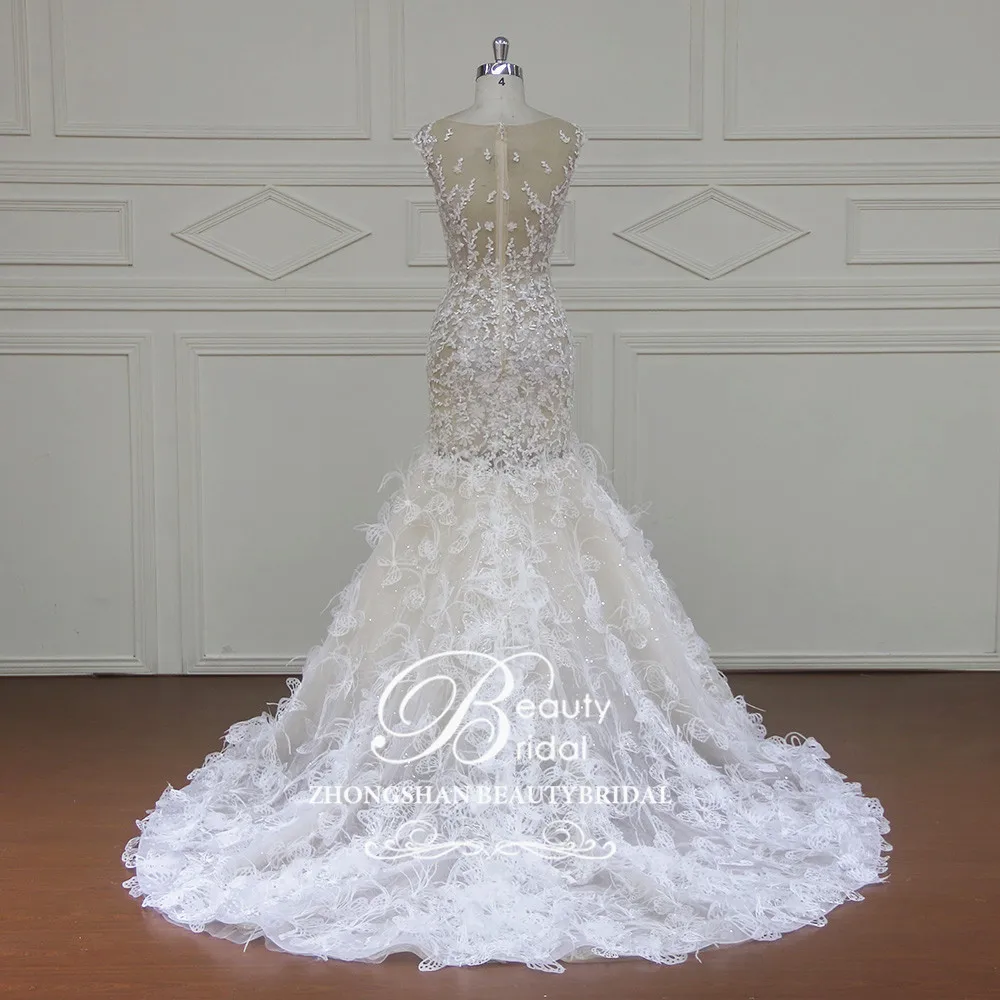 Vestidos de Noiva Mermaid Wedding Dress 2019  Wedding Dresses Royal Train Cap Sleeve Vestido de Noiva Casamento XF17015