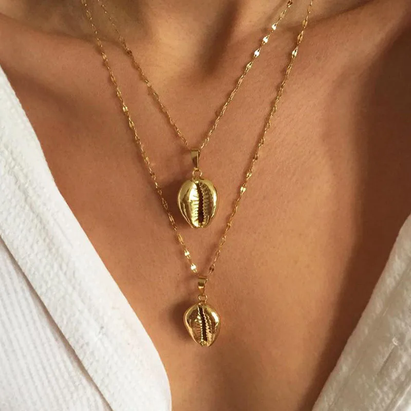 Этнический Бохо Ожерелье с двойным слоем натуральных раковинных пендантов Женские винтажные ожерелья из раковинных раковин Жемчужное ожерелье Колечко на пляже Ювелирные изделия YN911 on.