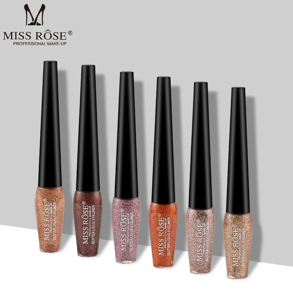 Блестящая подводка для глаз Miss Rose gold водостойкая 9 цветов белая серебристая
