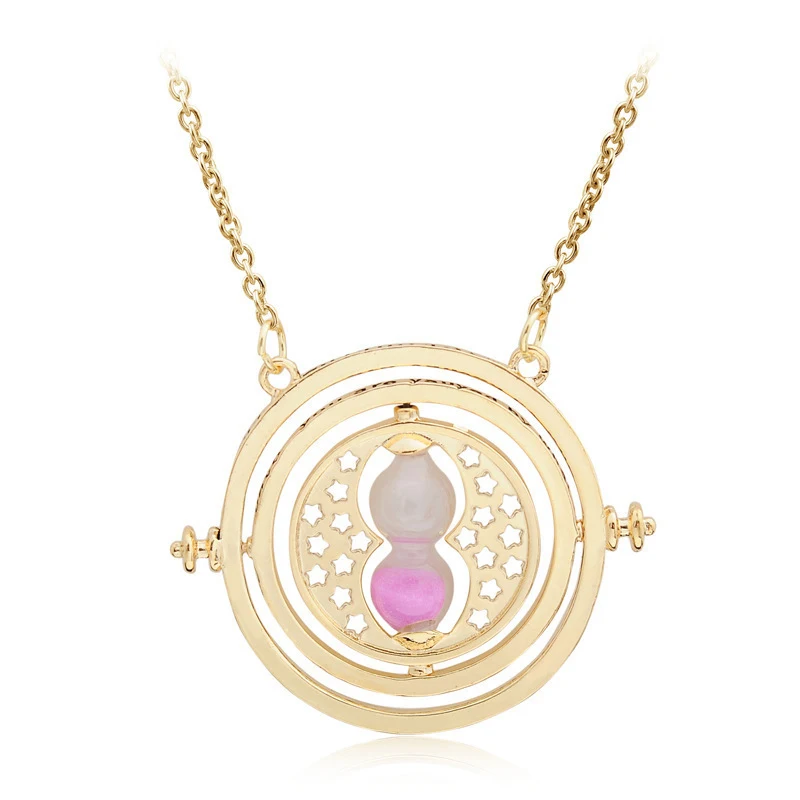 Pink DINGLLY ожерелье с подвеской Harri Pot Time Turner для женщин, креативная цепочка для свитера, фирменное ожерелье, подарок - Окраска металла: Pink
