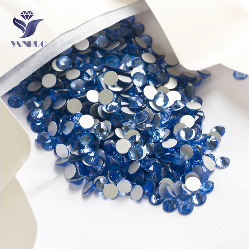 YANRUO 2058NoHF SS3-SS34 Light Sapphire DIY Flatback Stones And Crystals Strass Non Hot Fix Rhinestone For Nails | Дом и сад