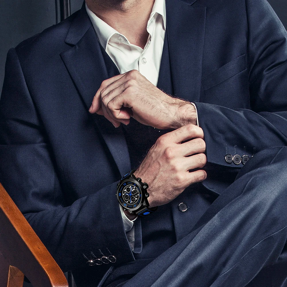 

Top SKMEI Luxury Sports Military Watch Men Quartz Clock Male Waterproof Leather Analog Digital Mens Watches Relogio Masculino