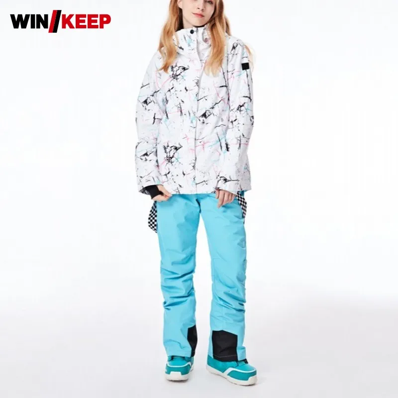 Высококачественные женские куртки для сноуборда с принтом зимнее уличное