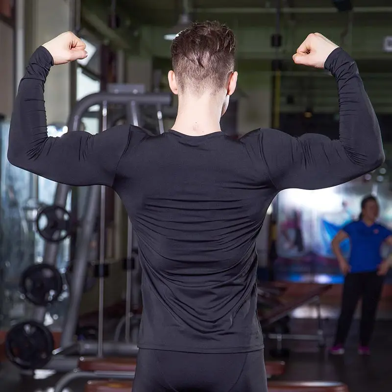 2021 YD мужские быстрый сухой сжатый рубашка футболка с длинным рукавом для бега