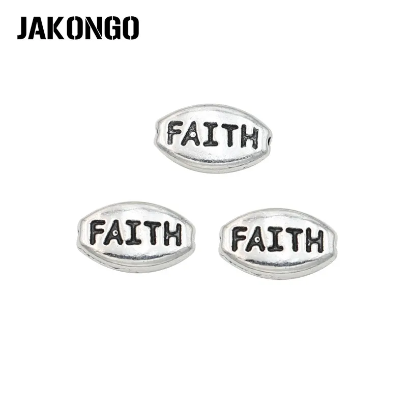 JAKONGO античные посеребренные бусины Faith Hope Joy для изготовления браслетов, ювелирные изделия, аксессуары ручной работы, 30 шт - Цвет: Faith