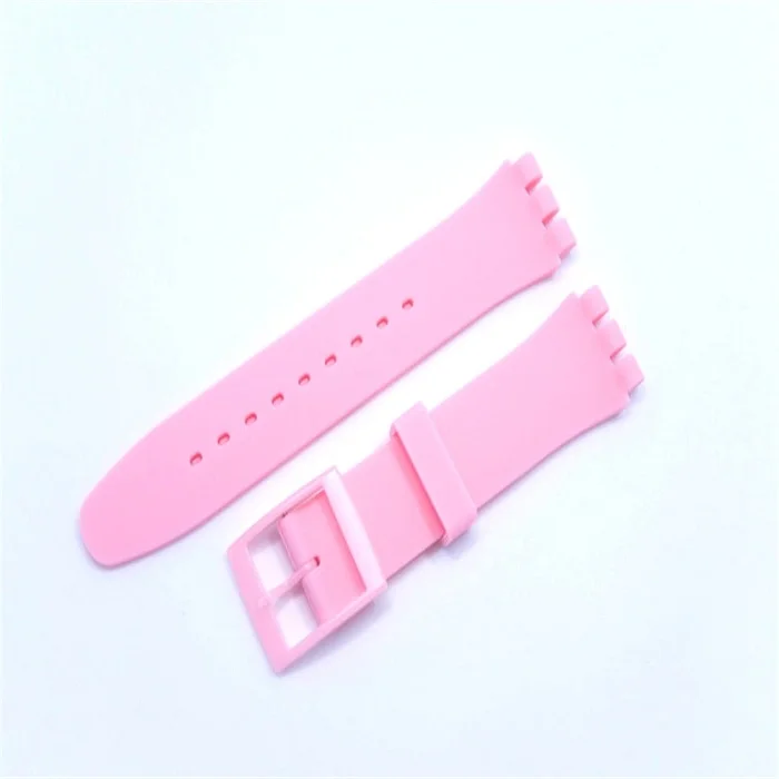 XBERSTAR наручные часы ремешок для Swatch 16 мм 17 мм 19 мм 20 мм резиновый силиконовый сменный ремешок для часов браслет аксессуары - Цвет: Розовый