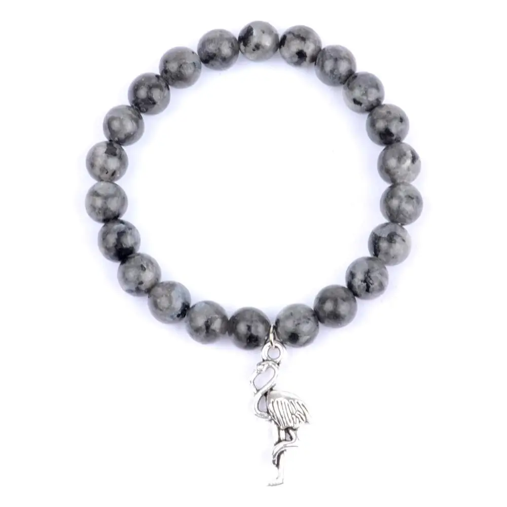 Labradorite Модные серебряные Фламинго Браслеты Натуральный красивый браслет с камнями для мужчин Jewelry Braslet Bijoux Erkek Mileklik - Окраска металла: Labradorite