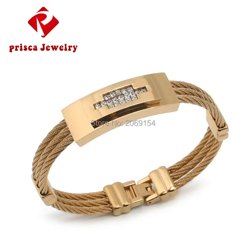 Мужчины Браслет Золотые Украшения 2017 Моды Шарм Серебряный Провода Мужской