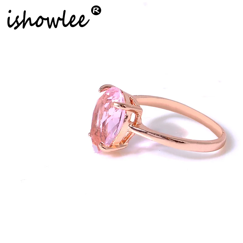 Женское минималистичное кольцо isholee розовое циркониевое в форме сердца 585 пробы