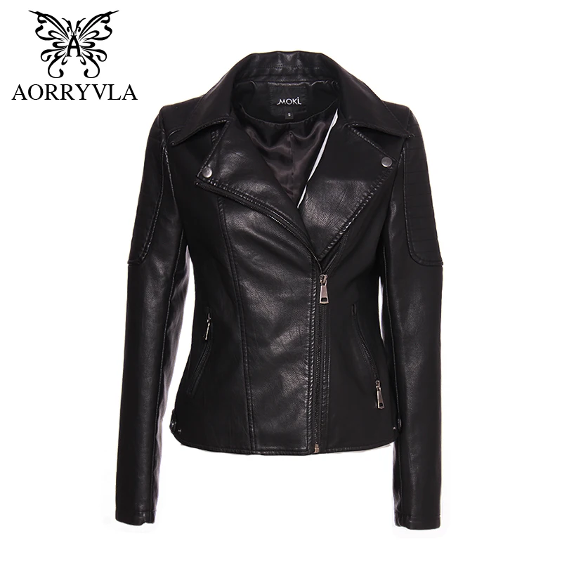aorryvla brand faux pu leather jacket for women spring 2020 black short full sleeve zippers bike ladies basic jackets hot sale free global shipping