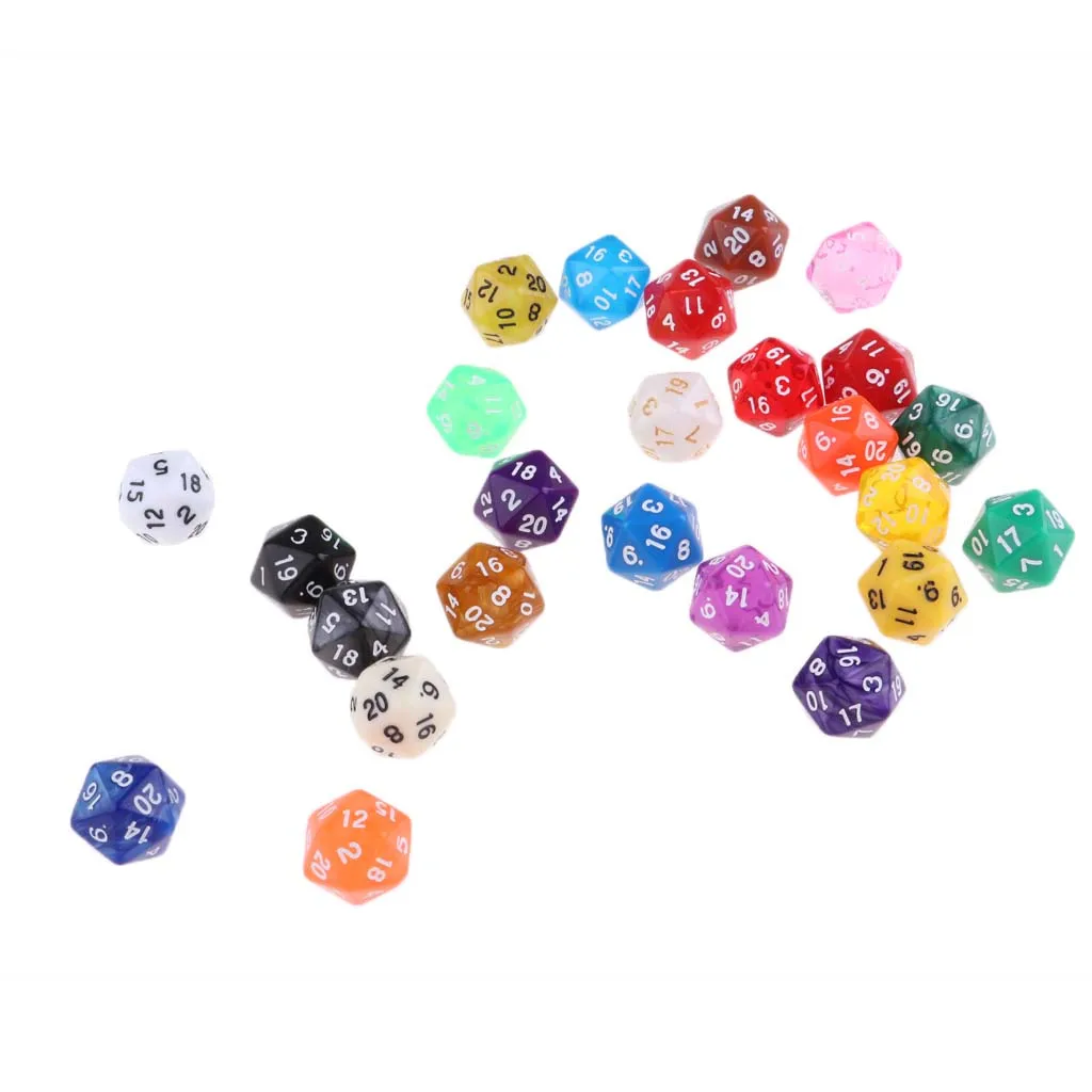 25 шт световые многогранные D20 кости для игры в трпг случайный цвет|Кубики| |