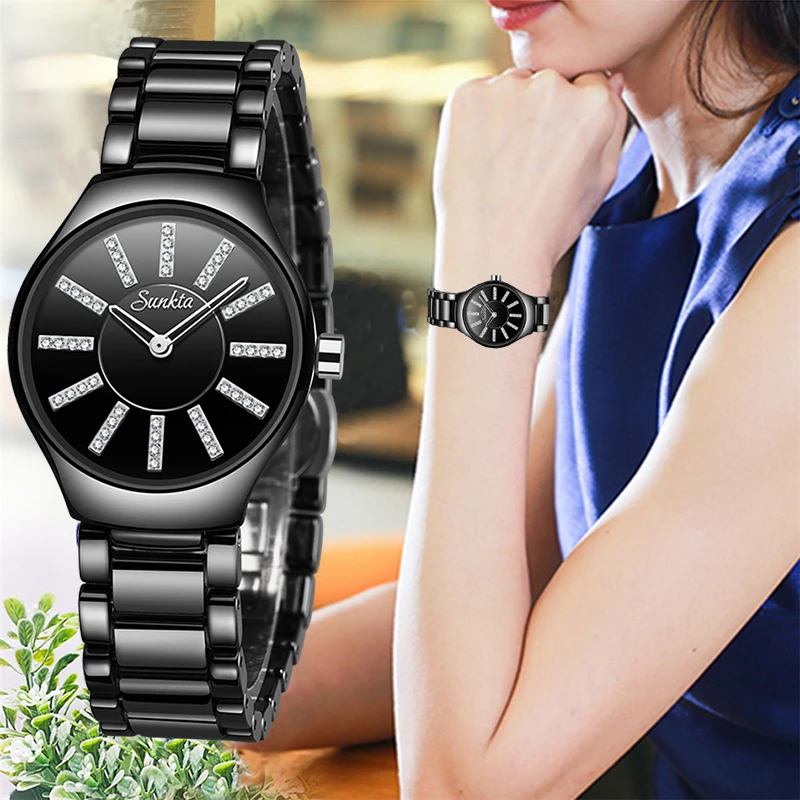 SUNKTA Relogio Feminino женские часы Лидирующий бренд Роскошные бриллиантовые модные