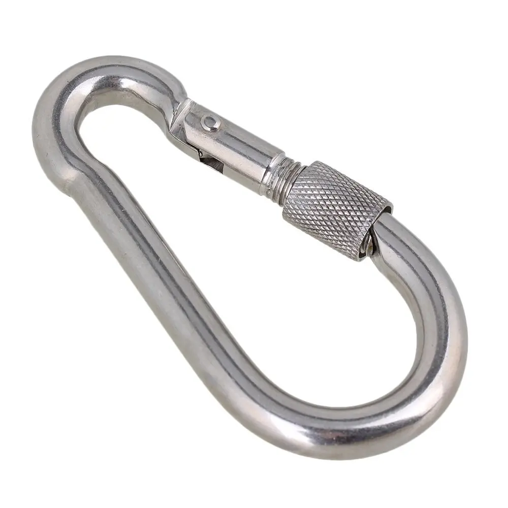 

Spring Snap Hook Carabiner M10x100 Silver Stainless Steel 304 with Screw Lock 1pcs
