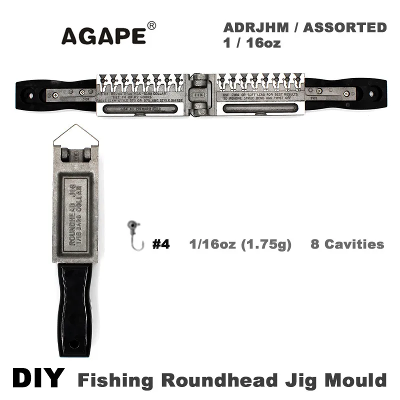 Agape DIY рыболовная форма с круглой головкой ADRJHM/Ассорти комбинированная 1/16 унций (1