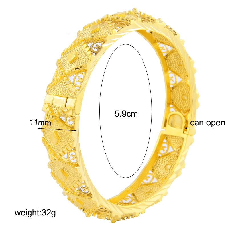 Винтажный женский браслет Ethlyn золотого цвета свадебный невесты Дубая