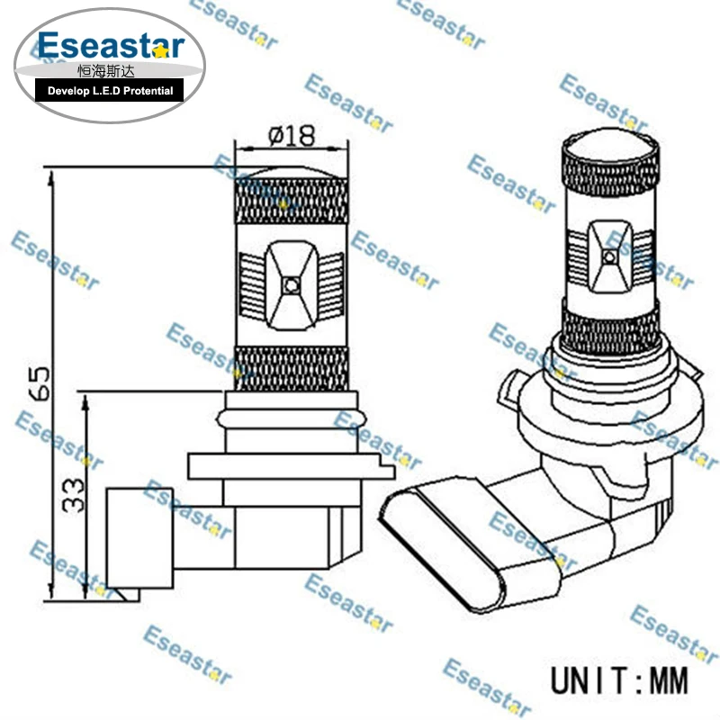 2 шт. Бесплатная доставка eseastar 9006 30 Вт Светодиодный противотуманный фонарь