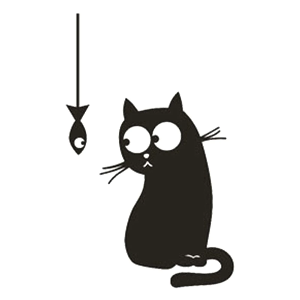 

Hungry Cat See The Fish Funny Switch Stickers Decor Vinyl Wall Decal