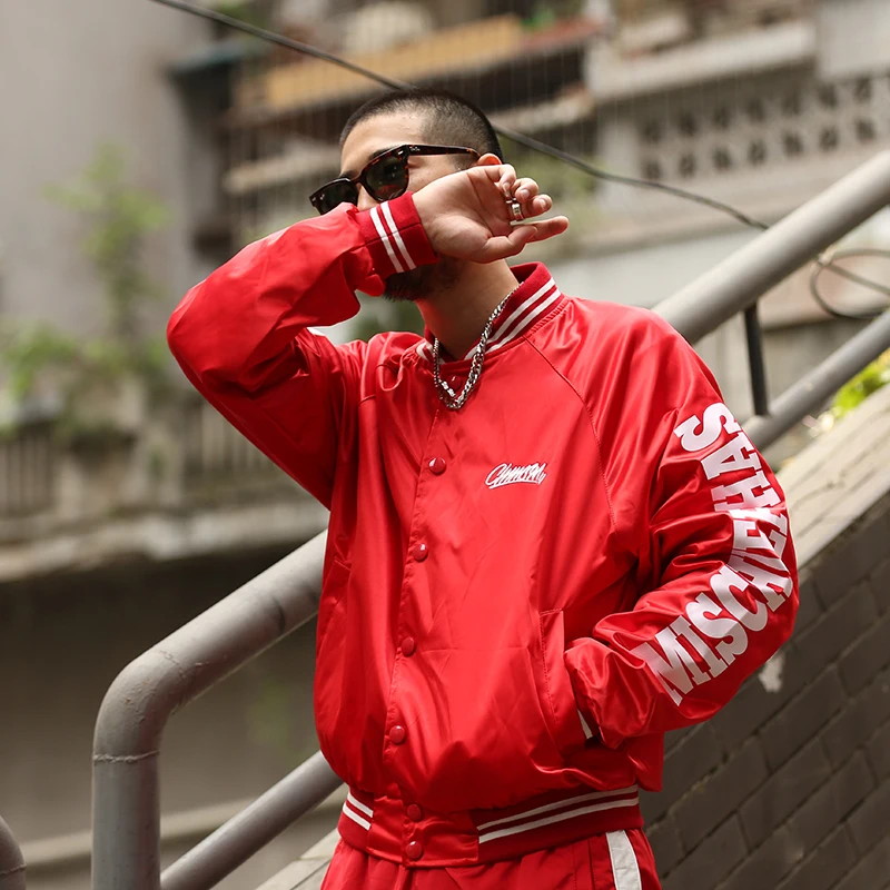 CHINISM красная черная Университетская бейсбольная форма 2017 уличная брендовая