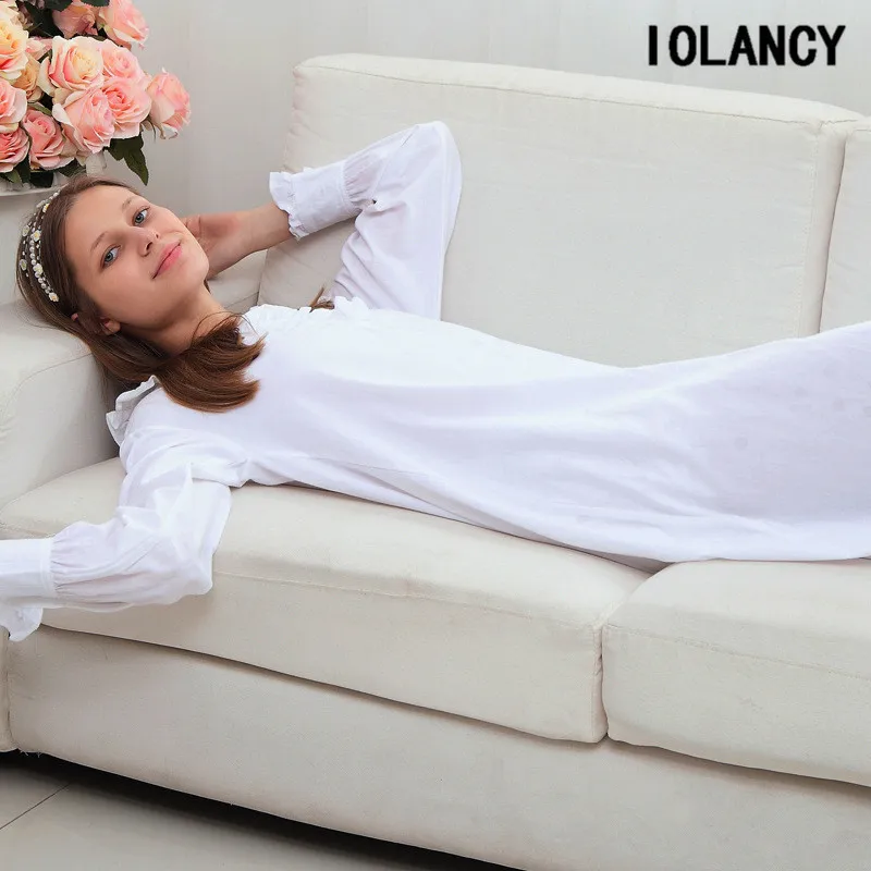 

Maternity Pijama Palace Princess Nightgown Pajamas Women Long Sleeve Large Size Loose Cotton Clothing Home Furnishing YFQ173