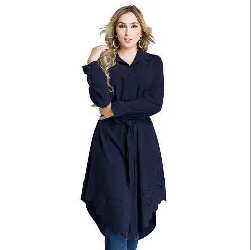 Мусульманские женские топы рубашка платье блузка Abaya Robe открытая свободная