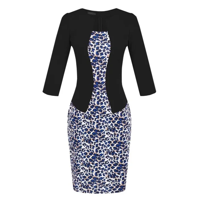 Весеннее платье, винтажное, офисное, Vestidos Renda, топы, карандаш, женская одежда, сексуальное, облегающее, для работы, одежда, вечерние, женское платье - Цвет: Leopard Black