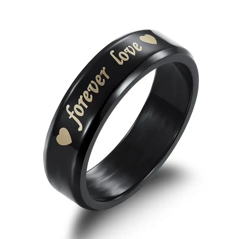 Forever Love Ring Heart Token Jewelry Black for Lovers Boyfriend Girlfriend Couple Romantic Gift Drop Shipping | Украшения и