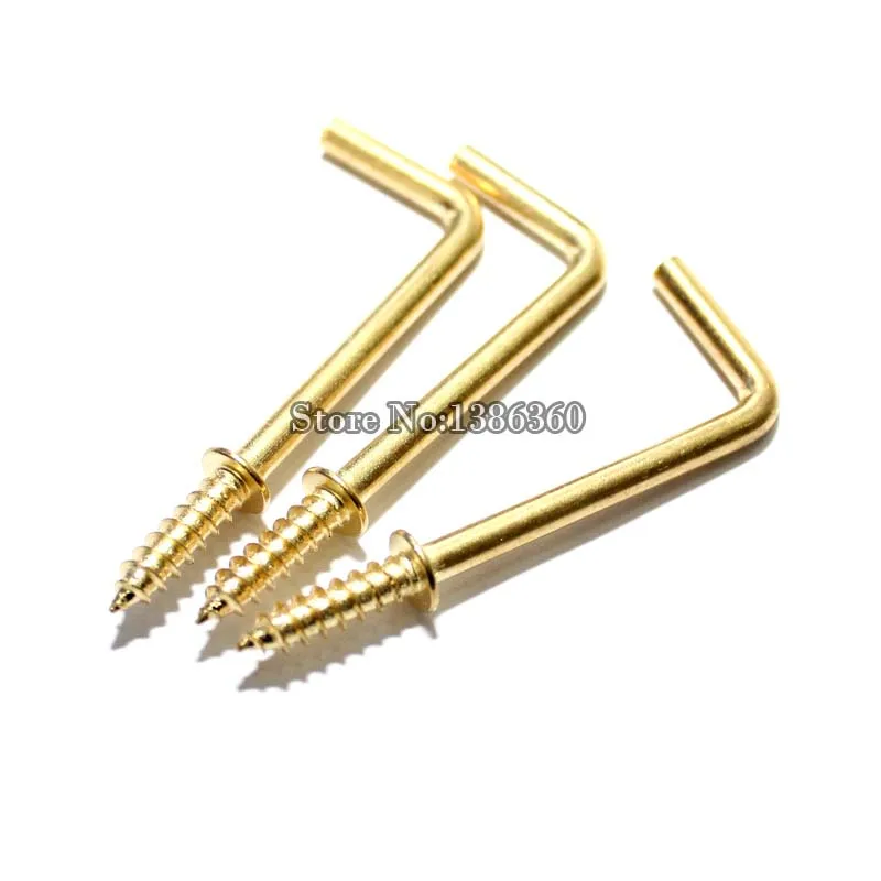 

200 Pieces Gold L Shape Hook Right Angle Hook Screw L Hook 32x10mm CP469