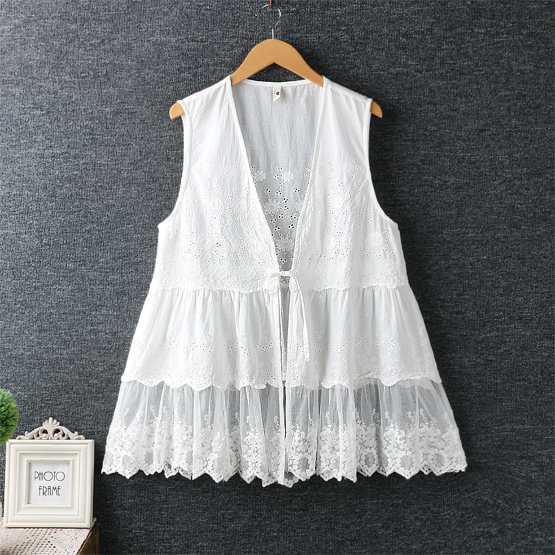 Жилет Женский Повседневный свободного покроя жилет в стиле бохо с кружевной