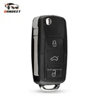 Складной чехол для ключа Dandkey для Vw, Volkswagen Jetta, Passat, Beetle, Polo, Bora, 3 кнопки, с логотипом