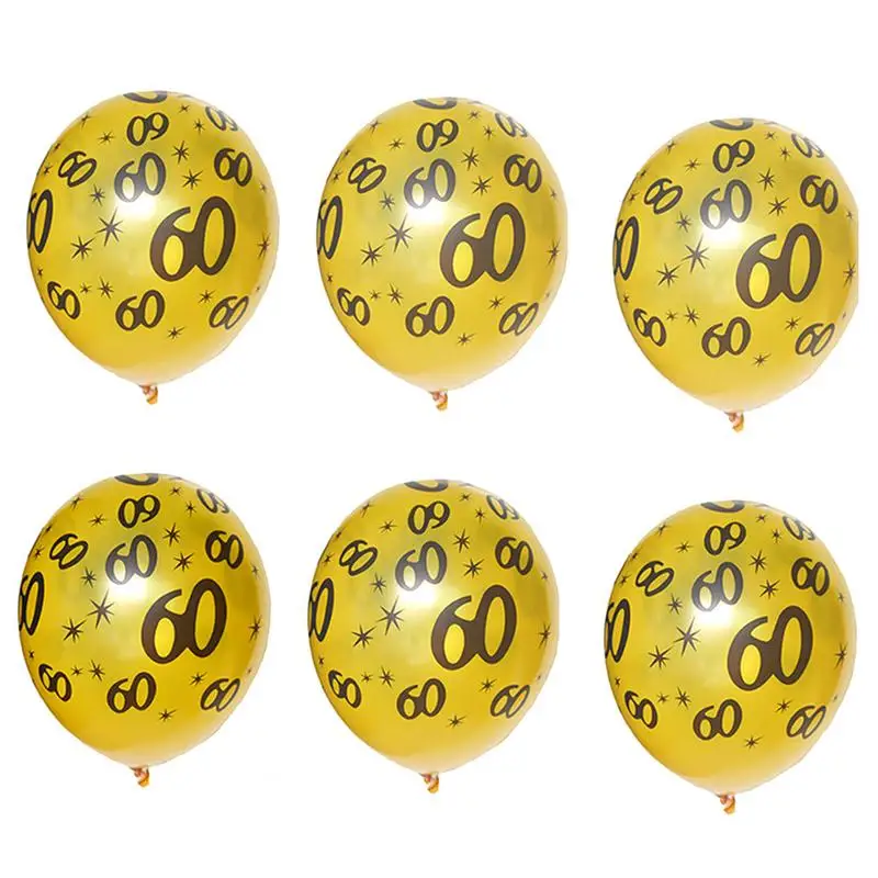 10 PCS/ Pack Golden And Black Balloon Print 30 40 50 60 Digital Latex Ball Birthday Party Decorated Wedding Anniversary Scene | Дом и сад