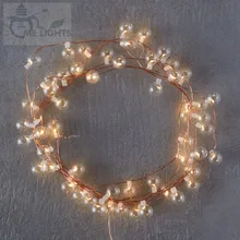 Bombillas de cadena de cobre para decoración del hogar, 50 LED, gerlyanda de burbujas de vidrio, luces de festón decorativas de Navidad para vacaciones