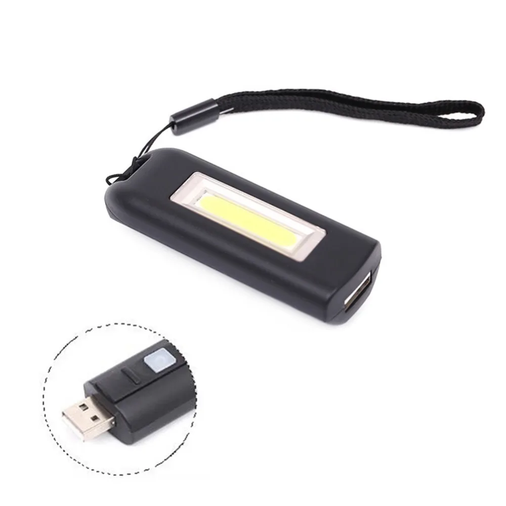 Черный мини брелок светодиодный фонарик USB Перезаряжаемые Портативный COB
