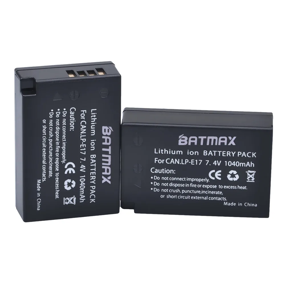 Аккумулятор для камеры Batmax 2pc LP-E17 LP E17 + двойное зарядное устройство USB Canon EOS Rebel T6i