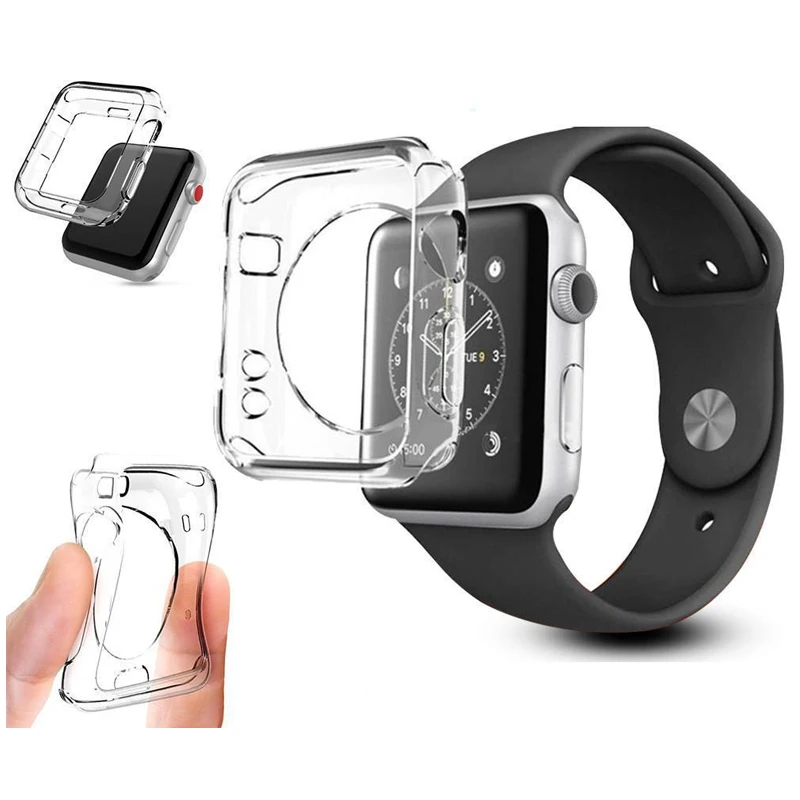 luxury Soft TPU Case For Apple Watch 4 44mm 40mm 42mm 38mm 2 3 Series All-around Transparent Silicone Full Cover Protection Capa |