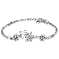 lukeni new fashion 925 silver women bracelets jewelry top quality crystal star girl fashion lady anklets accessories christmas