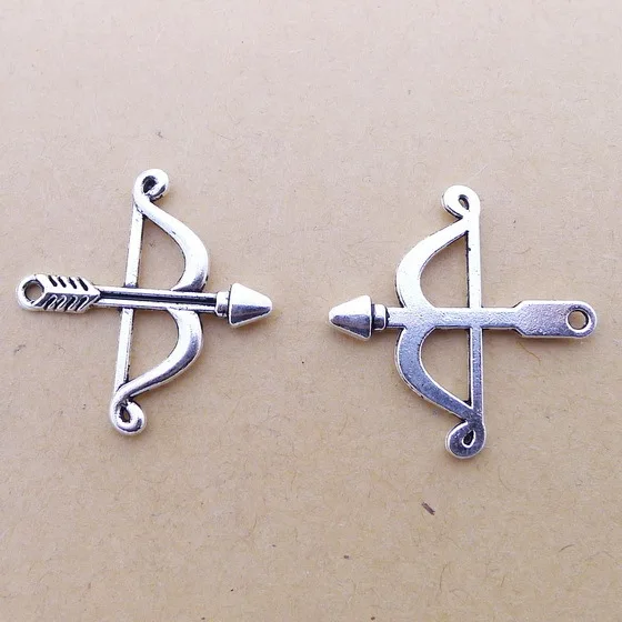 

RAINXTAR Fashion Alloy Bow and Arrow Shape Pendant Charms 25*25mm 100pcs AAC372
