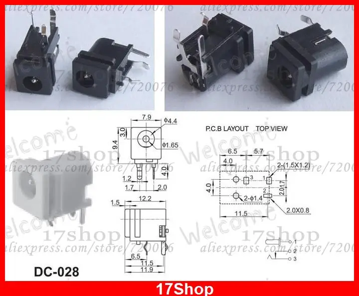 

200 PCS AC 4.0mm x 1.7mm DC Socket Power Jack PORT PCB FOR Notebook Computer DC-028