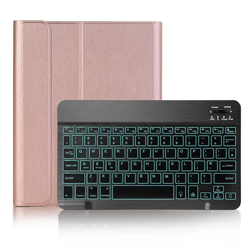 Rose Gold with Black Чехол для клавиатуры с подсветкой для iPad Pro 11, чехол для клавиатуры с карандашом, чехол для клавиатуры, чехол для клавиатуры, кожаный чехол - Цвет: Rose Gold with Black
