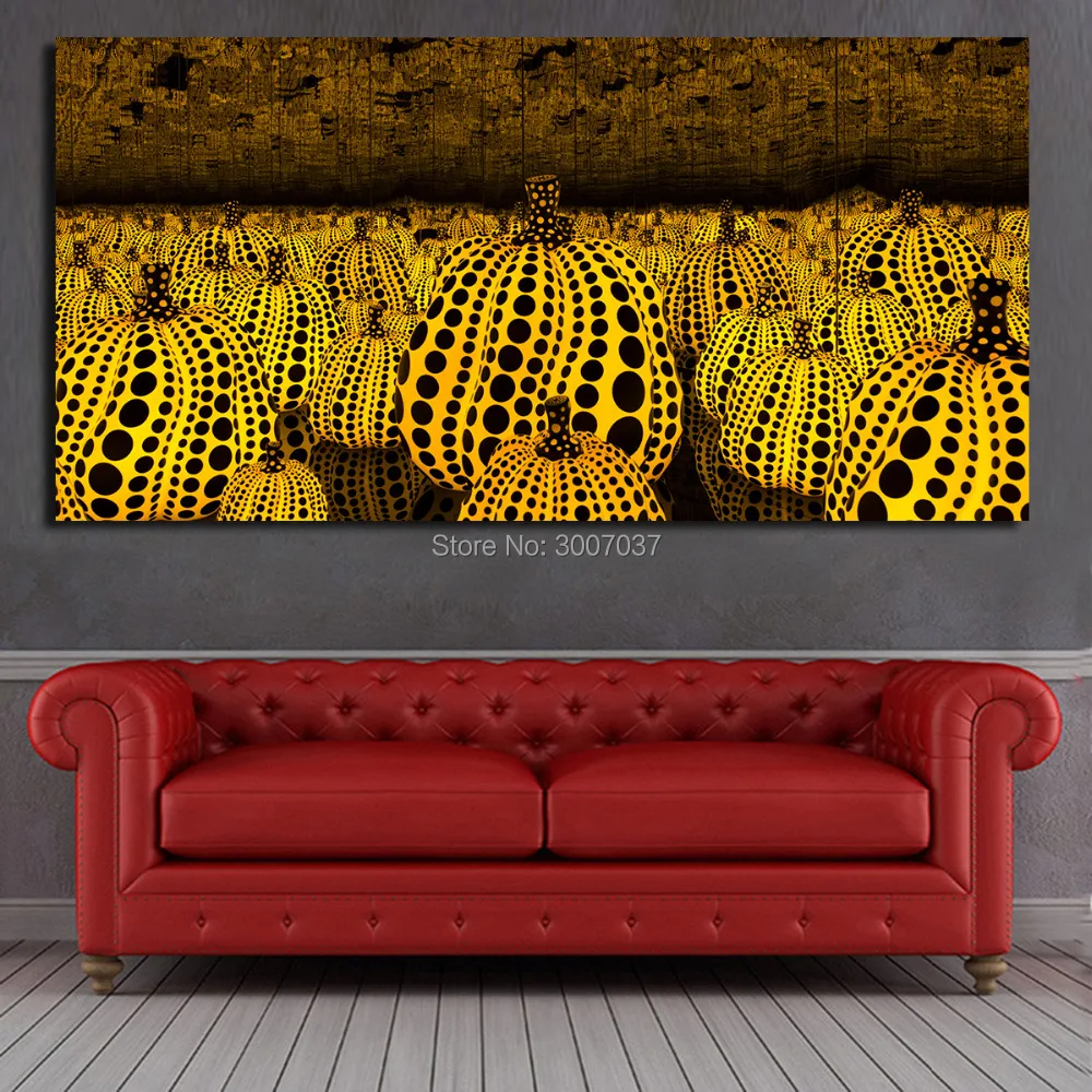 Koop Yayoi Kusama Eeuwige Liefde IK Hebben Voor De Pompoenen 100% Handgeschilderde Olieverf Op Muur Canvas Schilderij Voor Thuis Decor No Frame