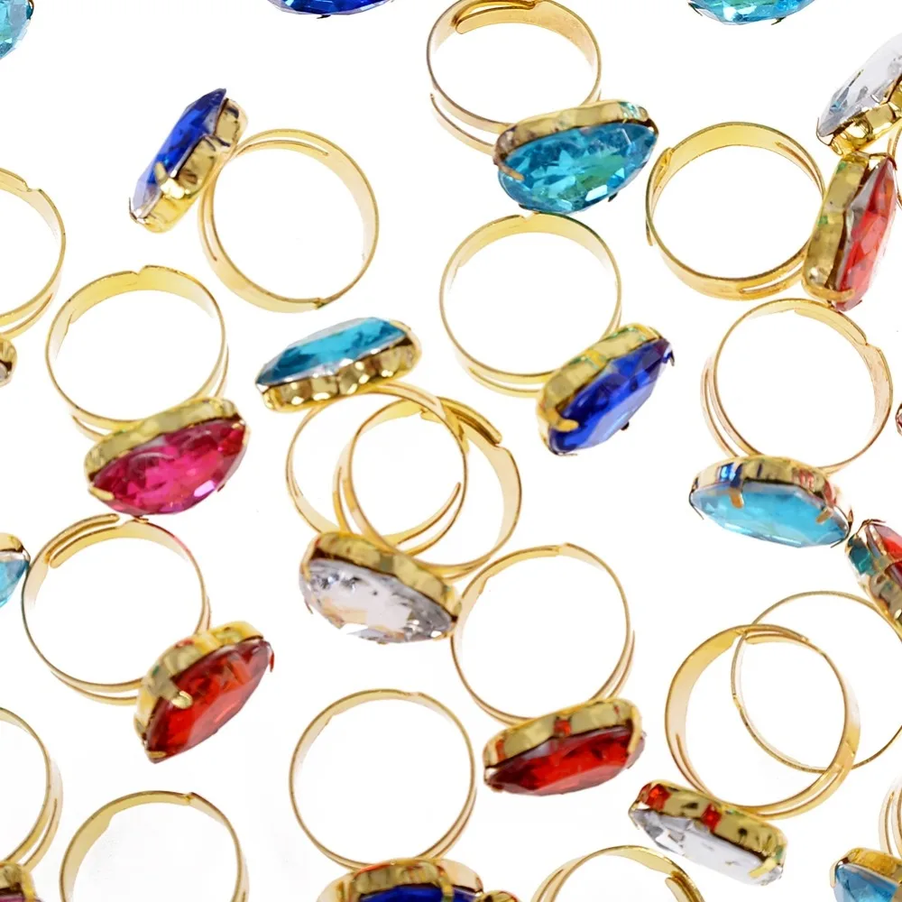 Оптом 50 шт./компл. Модные кольца с драгоценными камнями в форме сердца для девочек