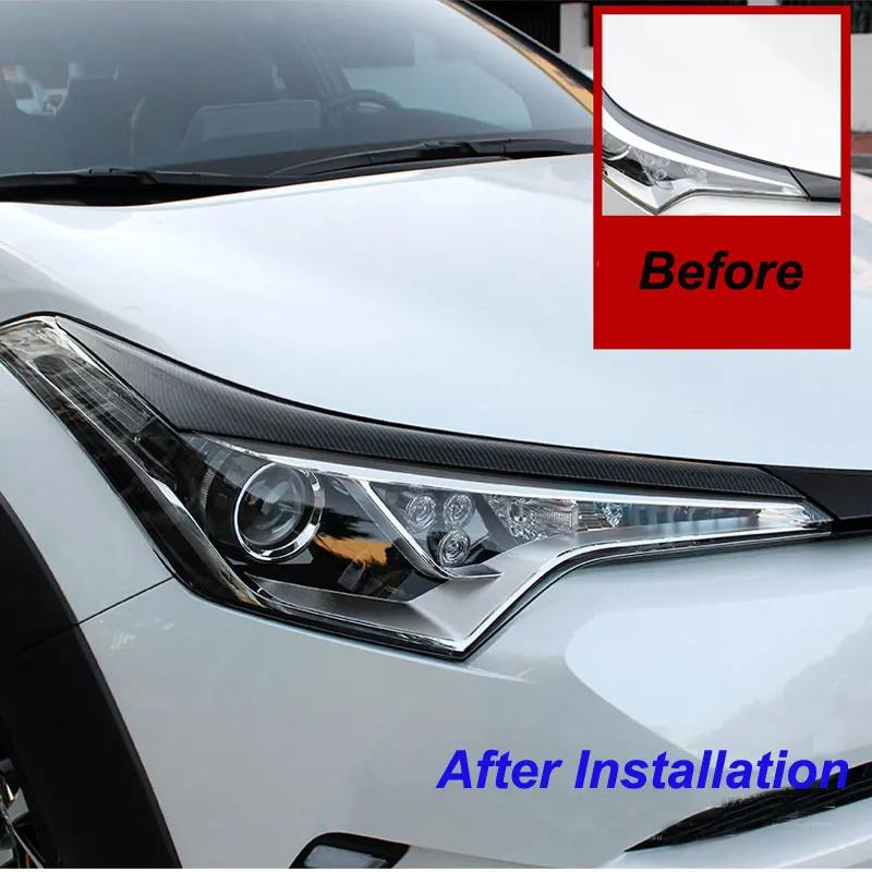 Для Toyota для CH-R автомобиля внешние аксессуары 2 шт. ABS Chrome/углеродного волокна лампы фар крышка бровей накладка