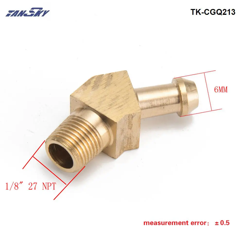 Латунь Boost Hose Barb к мужской резьбе 45 градусов угловой фитинг для Garrett T2 T3 Turbo 1/8