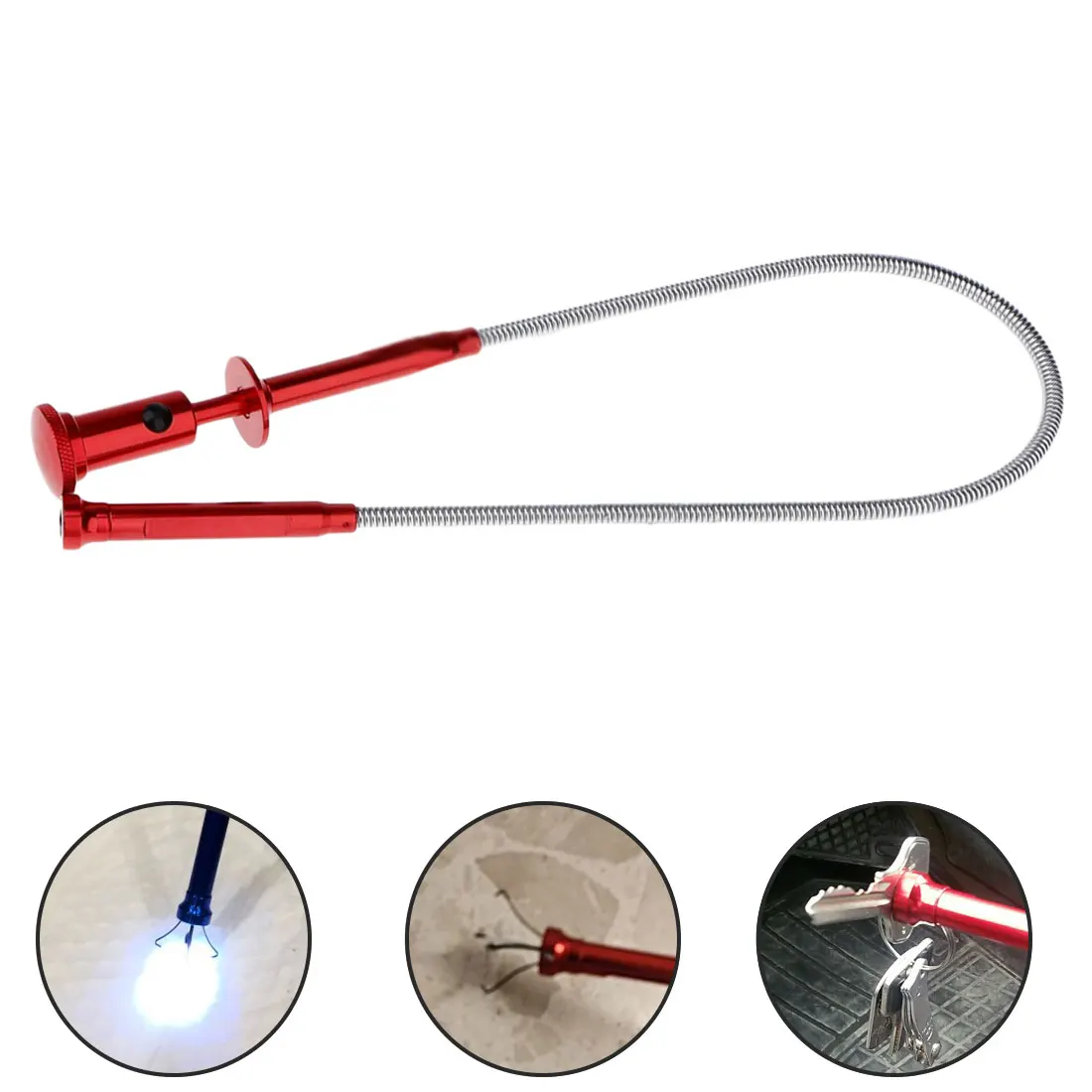 

Home Toilet Gadget Sewer Cleaning Pickup Tools Flexible Pick Up Tool Magnet 4 Claw LED Light Magnetic Long Spring Grip
