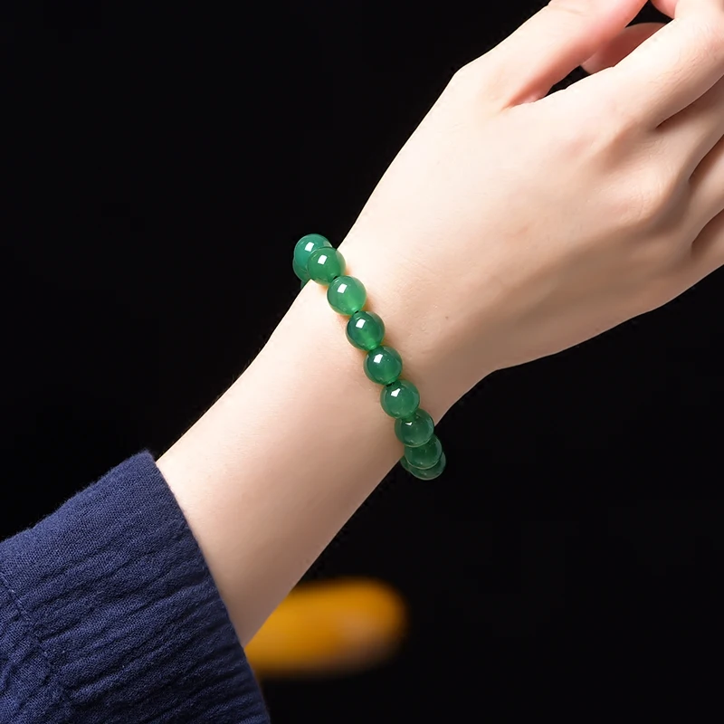 Красивые китайские ювелирные изделия 8 мм зеленый халцедон бусины из нефрита