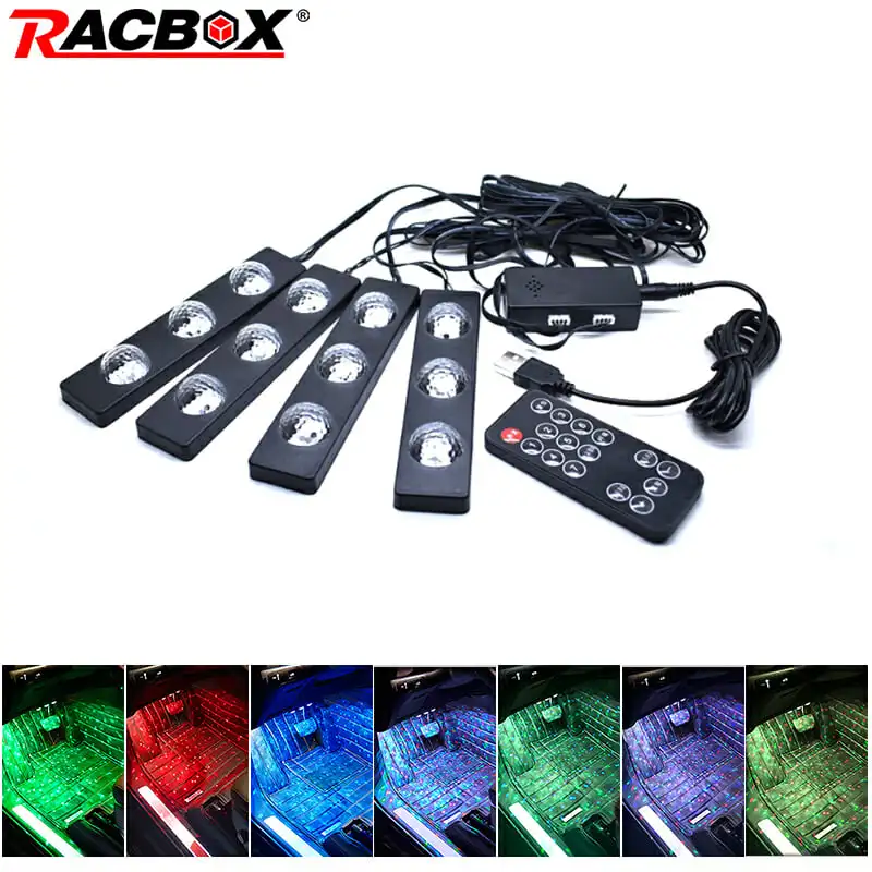 7 color Led strip light Driving position Light Interior Decorative lamp With Remote Wireless Control Music Car atmosphere | Автомобили и