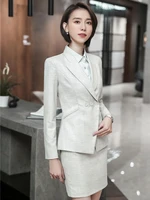 2019 spring autumn formal business suits with jackets and skirt elegant apricot women professional blazers sets office work wear